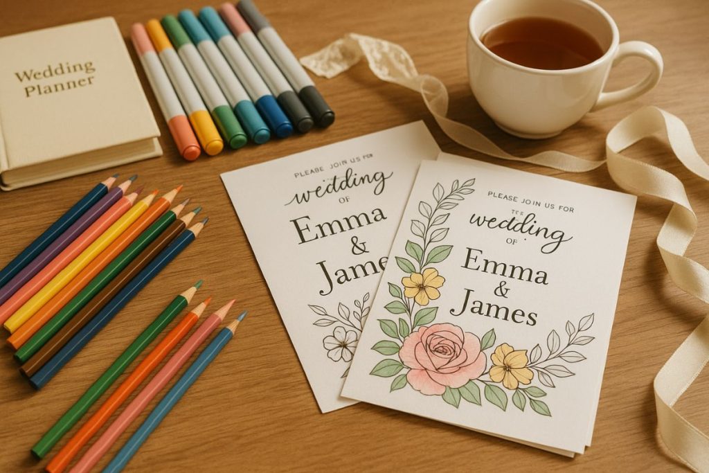 Printable Wedding Invitation Coloring Cards
