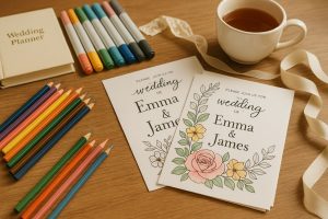 Printable Wedding Invitation Coloring Cards